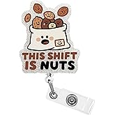 ZyvSyldrin Funny Badge Reel Retractable for ID Name Tag, Cute Nuts Badge Holder with Alligator Clip Accessories for Nurse, Doctor, Nursing Student, Medical Workers