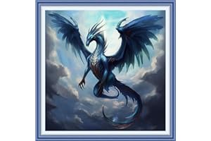 Findvoor Stamped Cross Stitch Kits for Beginners Full Range of Cross Stitching Embroidery Pattern for Kids or Adults, 11CT DIY Needlepoint Embroidery Starter Kits-Dragon Flight 17.7x17.7 inch