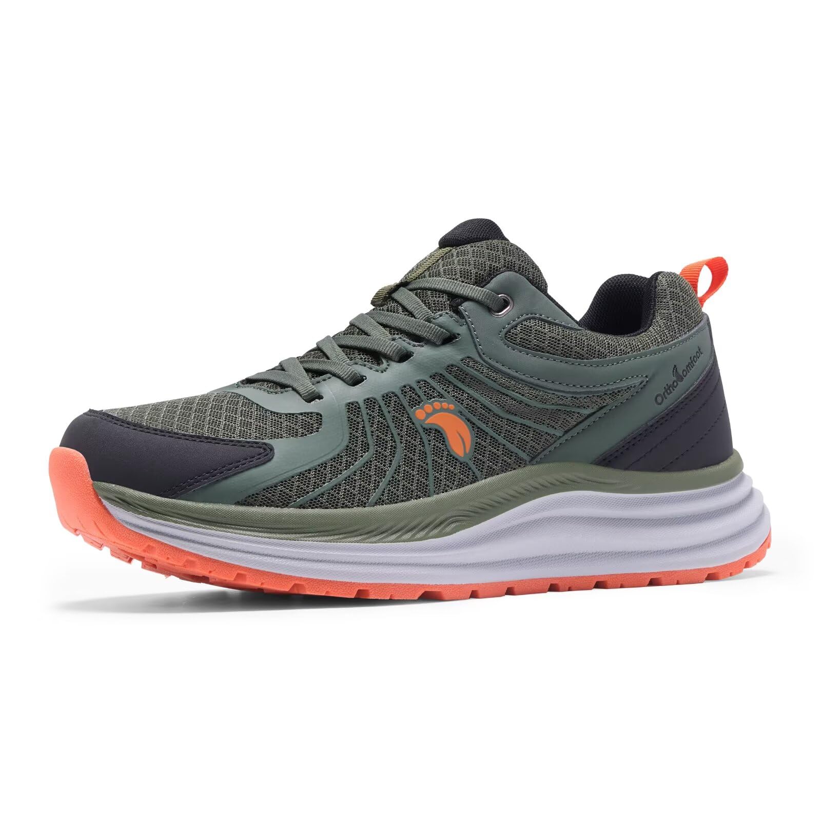 Photo 1 of Men's Orthopedic Comfortable Trail Sneakers: Plantar Fasciitis Arch Support Orthotic Neuropathy Foot Pain Relief Running Shoes, Waterproof Fit Lightweight Workout Walking Shoes Army Green Size 12