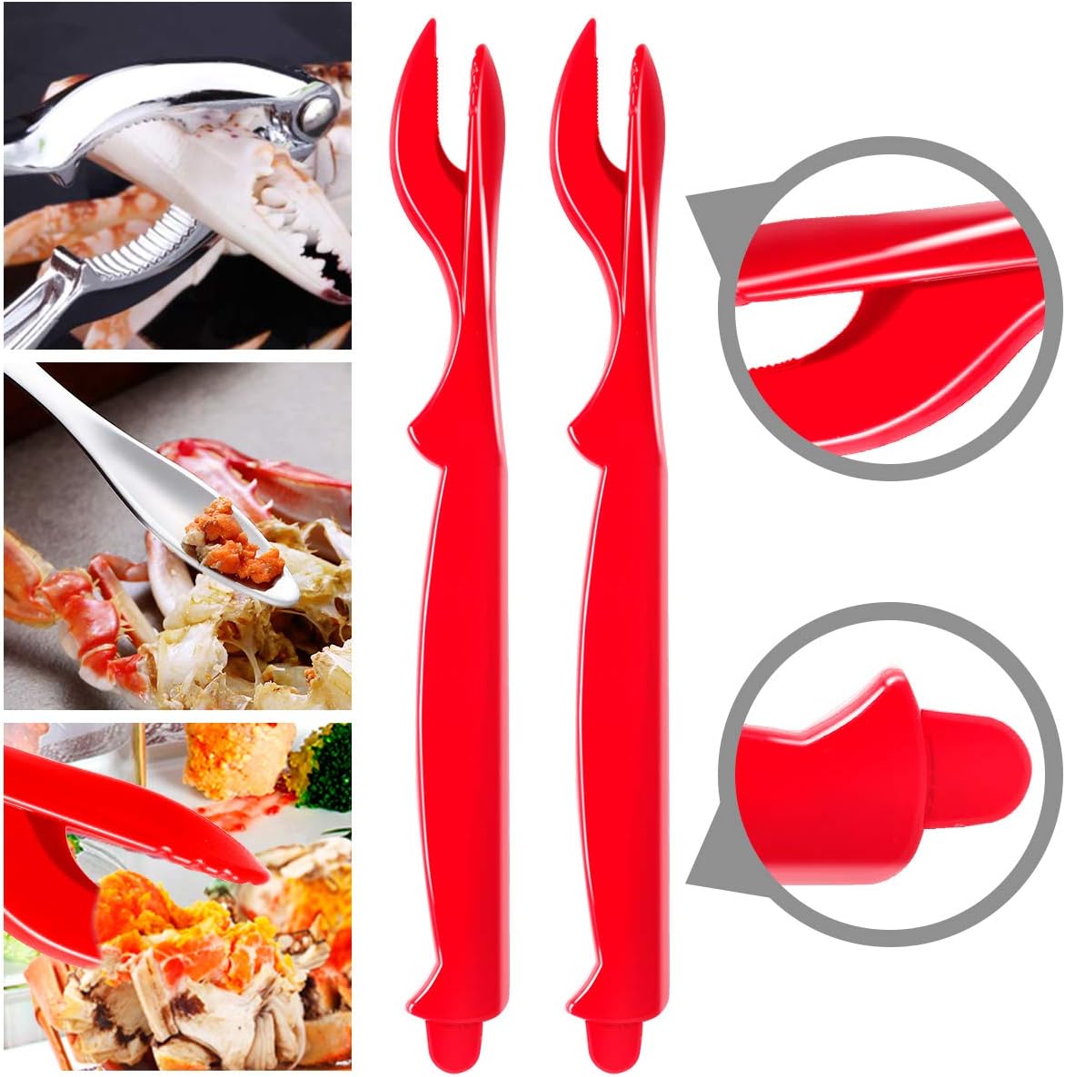 12 Pack Sturdy Crab Crackers and Tools Kit, Dishwasher Safe Seafood Tools Set, Crab Crackers, Lobster Shell Knife, Crab Leg Picks, Crab Bibs Disposable, Stainless Steel Nut Cracker Set, Kitchen Tools: Kitchen & Dining