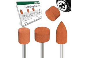MRDILLA 48Pcs Grinding Stone Bits, 1/8" Shank Aluminum Oxide Mounted Points in 3 Shapes: Bullet, Cylinder, and Flat Head, for Dremel Rotary Tools