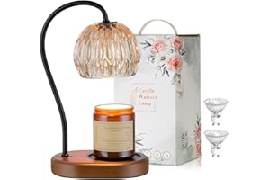 Candeldo Candle Warmer Lamp with Timer: Electric Candle Warmer Light for 3 Wick Jar Candle Black Large Candle Lamps Dimmable Top Candles Warming Lamp with 2 Bulbs Vintage Home Decor