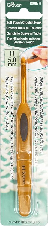 Clover Soft Touch Crochet Hook 5.00mm Multicoloured Large Size Handle