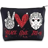 BWWKTOP Mask Slasher Cosmetic Makeup Bag Mask Fans Gifts Peace Love Zipper Pouch Bag Machete Killer Merchandise (PEACE JASON)