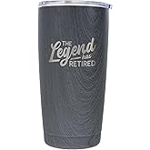 Pavilion Gift Company - The Legend Has Retired - 20 Oz 592 mL Travel Tumbler Coffee Mug Tea Cup Drinkware With Slide Open Lid Women For Her Men For Him Retiring Retirement Coworker Present Gift