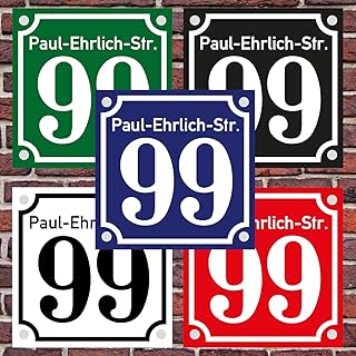 3mm Hausnummernschild Hausnummer Straßenname in"Emaille Design" Alt optl. mit Abstandhalter