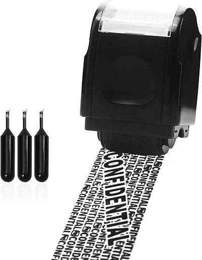 YAAVAAW Privacy Roller Stamp Identity Protection 0.7 inch Black S