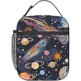 ainori Reusable Space Lunch Box for Kids Girls Boys Women Adult, Insulated Planets and Stars Lunch Bag,Polyester Cooler Handbags Case for School Picnic Work Travel Beach or Hiking (Dark Blue)