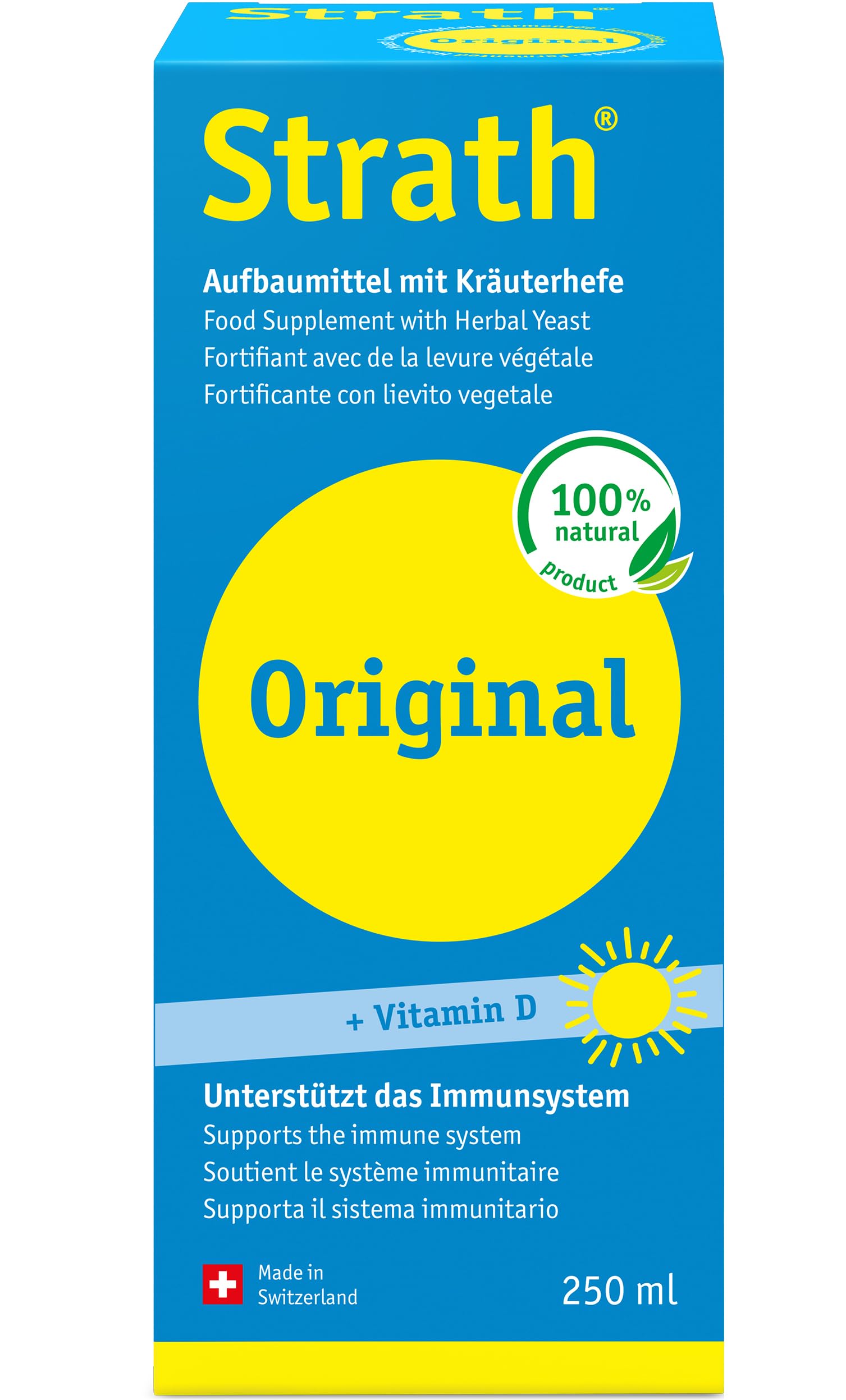 Strath Plus Vitamin D Liquid - Naturally Fermented Vitamin Food Supplement with Fermented Herbal Yeast & Vitamin D (250ml)