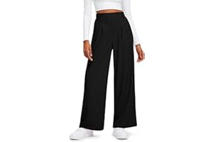 Libin Women's Wide Leg Pants 27"/29" High Waisted Waffle Knit Casual Slacks Work Pants Business Palazzo Trousers with Pockets