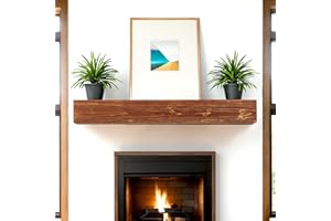 TUYOHW 48'' Wall-Mounted Fireplace Mantel Rustic Floating Shelf Solid Wood Mantel Long Storage Shelves for Fireplace with Invisible Heavy Duty Metal Bracket for Home Decor, Light Brown