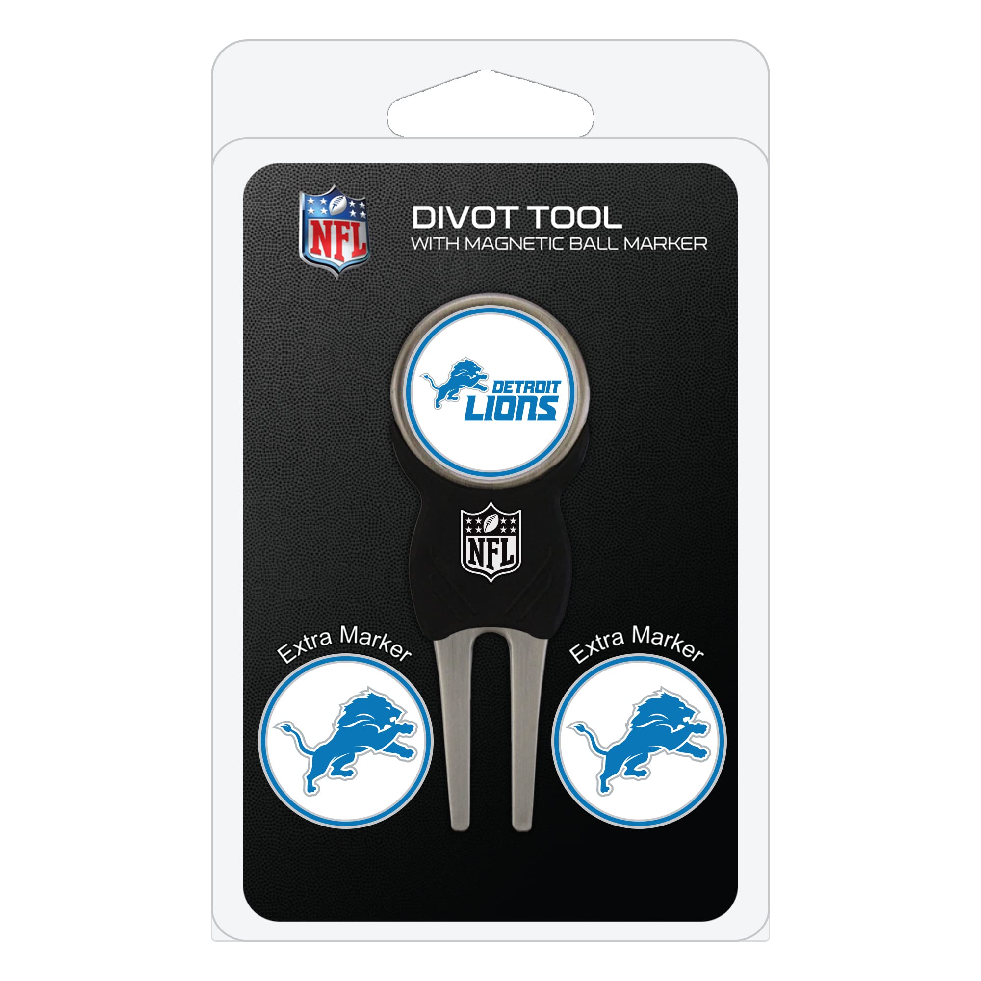Team Golf NFL Divot Tool with 3 Golf Ball Markers Pack, Markers are Removable Magnetic Double-Sided Enamel