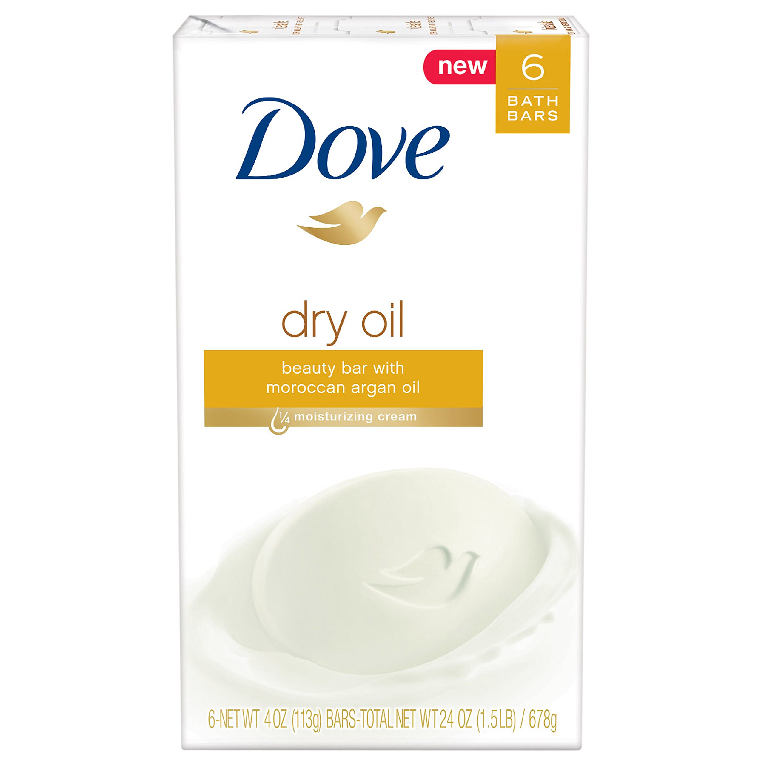 Dove Beauty Bar, Dry Oil, 4 oz, 6 Bar Buy Online in United Arab