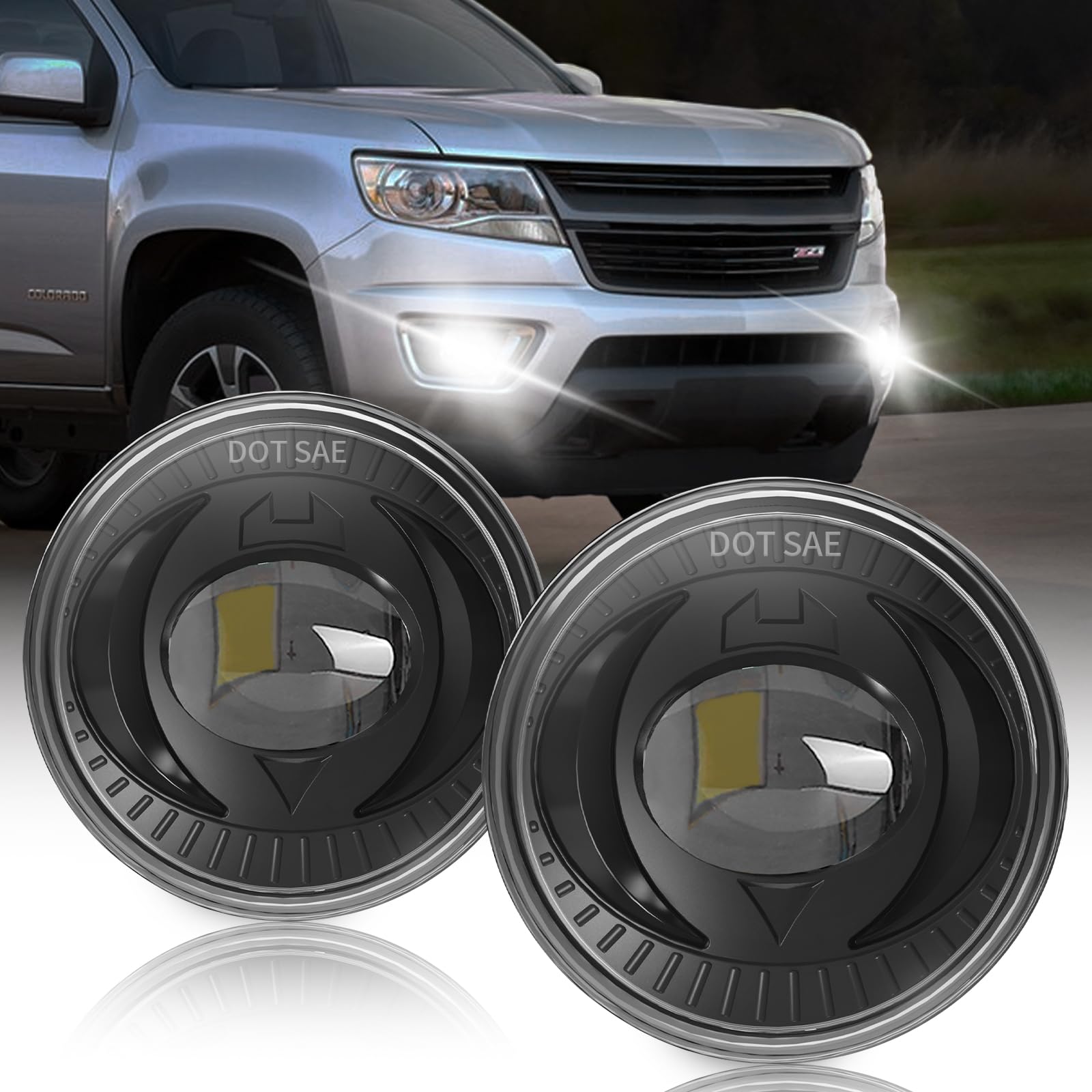 Photo 1 of SINYATO INDUST LED Fog Lights Fit for 07-13 Chevy Avalanche 07-14 Suburban Tahoe GMC Yukon/XL Ford Mustang 08-09 Pontiac G8, Front Driving Fog Lamps Assembly Replacement, 1 Pair