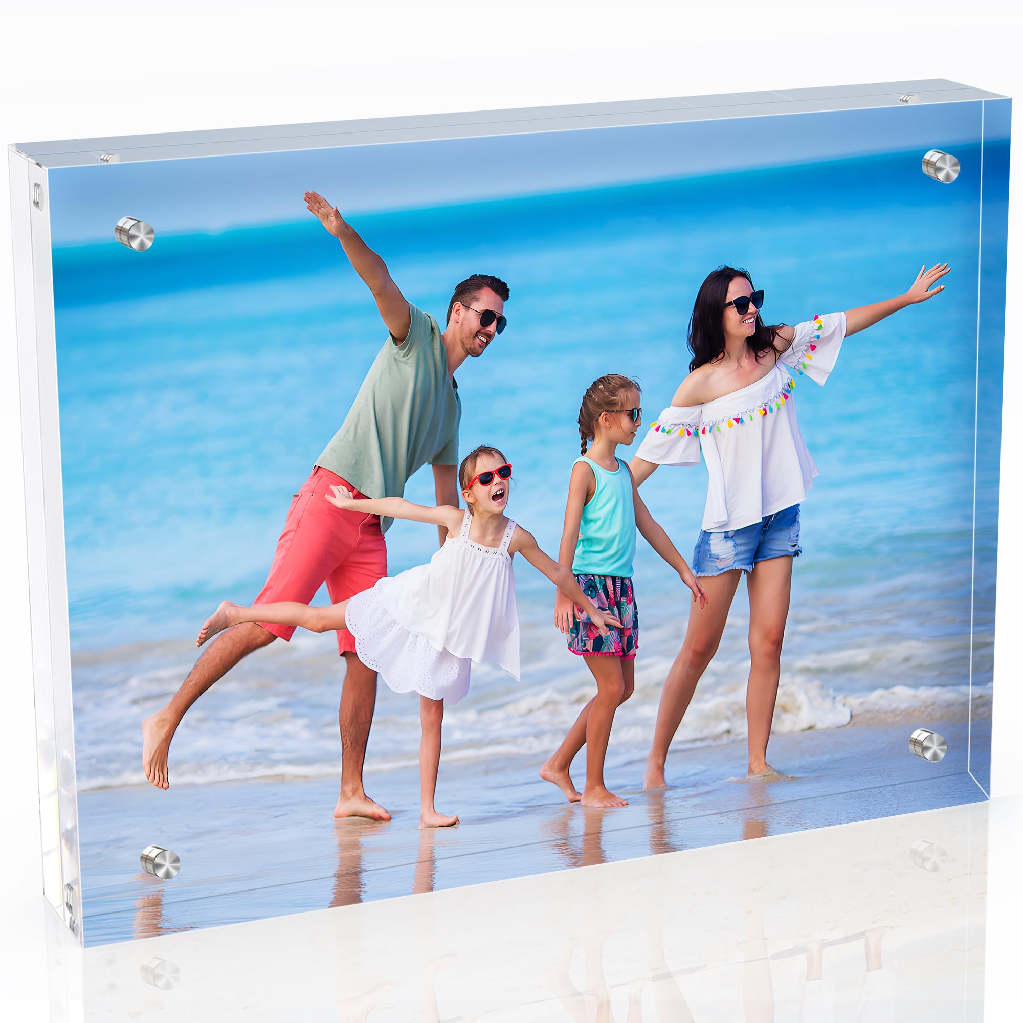 Photo 1 of laapee 8x10 Inches Acrylic Picture Frames 1 Pack, Double Sided Magnetic Photo Frames,Free Standing on Desk or Table Clear Picture Frames