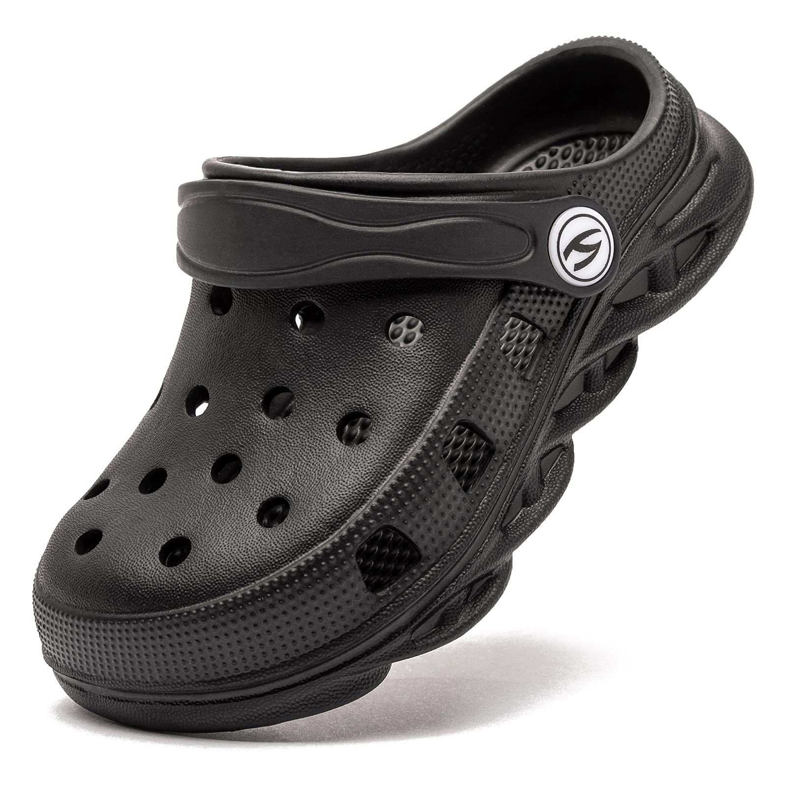 Photo 1 of HOBIBEAR Boys Classic Graphic Toddler Garden Clogs Slip on Water Shoes (Black-Size 2 Infant)