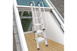 BLISIOUR Aluminum Bunk Bed Ladder, 5 Step Ladder with Adjustable Handrails Hooks, Foldable 5 Step Hook-On Bunk Bed Ladder with Folding Anti-Slip Wide Pedals for RV Caravans Lofts Dorm Double Beds (5-Steps)