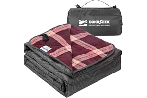 DUKUSEEK Large Outdoor Waterproof Blanket - Quilted, Extra Thick Fleece, Warm, Windproof, Sandproof, Includes Stuff Sack, Shoulder Strap, Ideal for Beaches, Picnics, Camping, Stadiums, Dogs, Car
