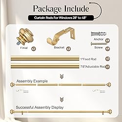 SIMEWIN Heavy Duty Curtain Rods for Windows 28 to