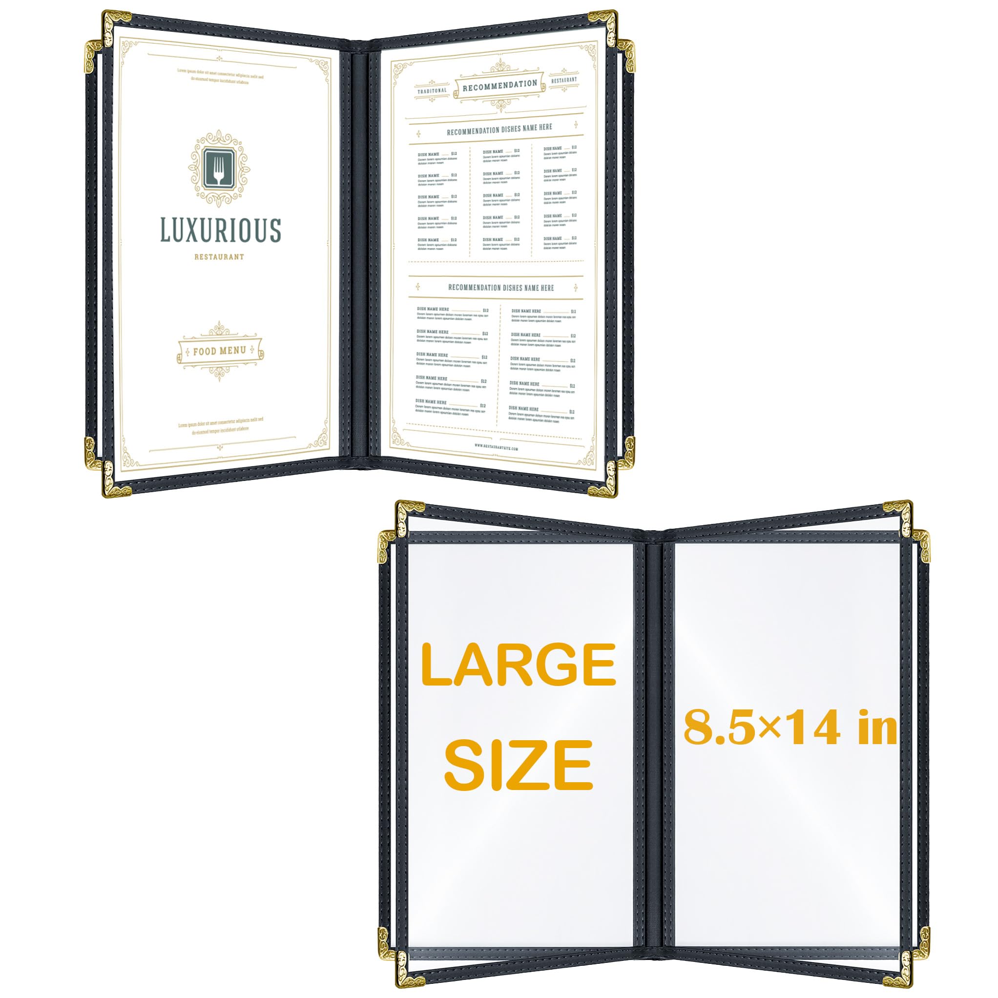 2 Pack Menu Covers 8.5X 14 inch - 4 Pages 8 Views