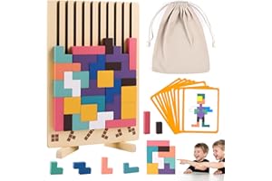 Kiapeak Wooden Stacking Puzzle Toy, 3D Russian Block Puzzle Jigsaw,Montessori Educational Board Game Gift for Boys and Girls,