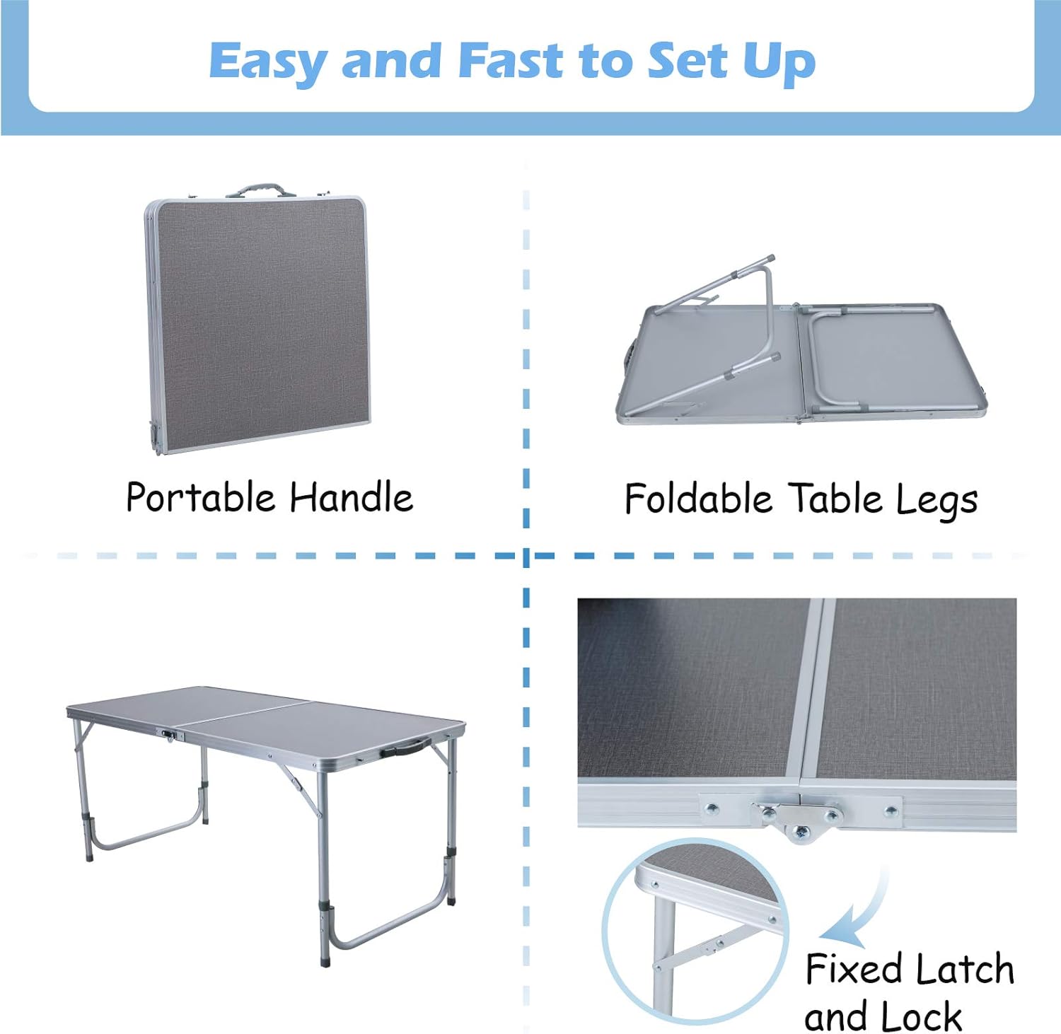 Camping World Folding Camping Picnic Table Adjustable Lightweight Desk Portable Handle, Rust Resistant Table for Outdoor Picnic Beach Backyard : Garden & Outdoor
