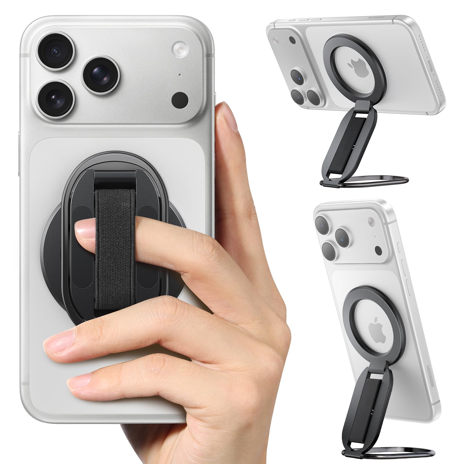 Photo 1 of [2026 Upgraded] SUPERONE MagSafe Phone Grip for MagSafe with Finger Strap, Removable Gym Magnetic Phone Grip with Two-Sided Magnets, Mag Safe Grip Kickstand Loop for iPhone 17/16/15/14/13/12 Series