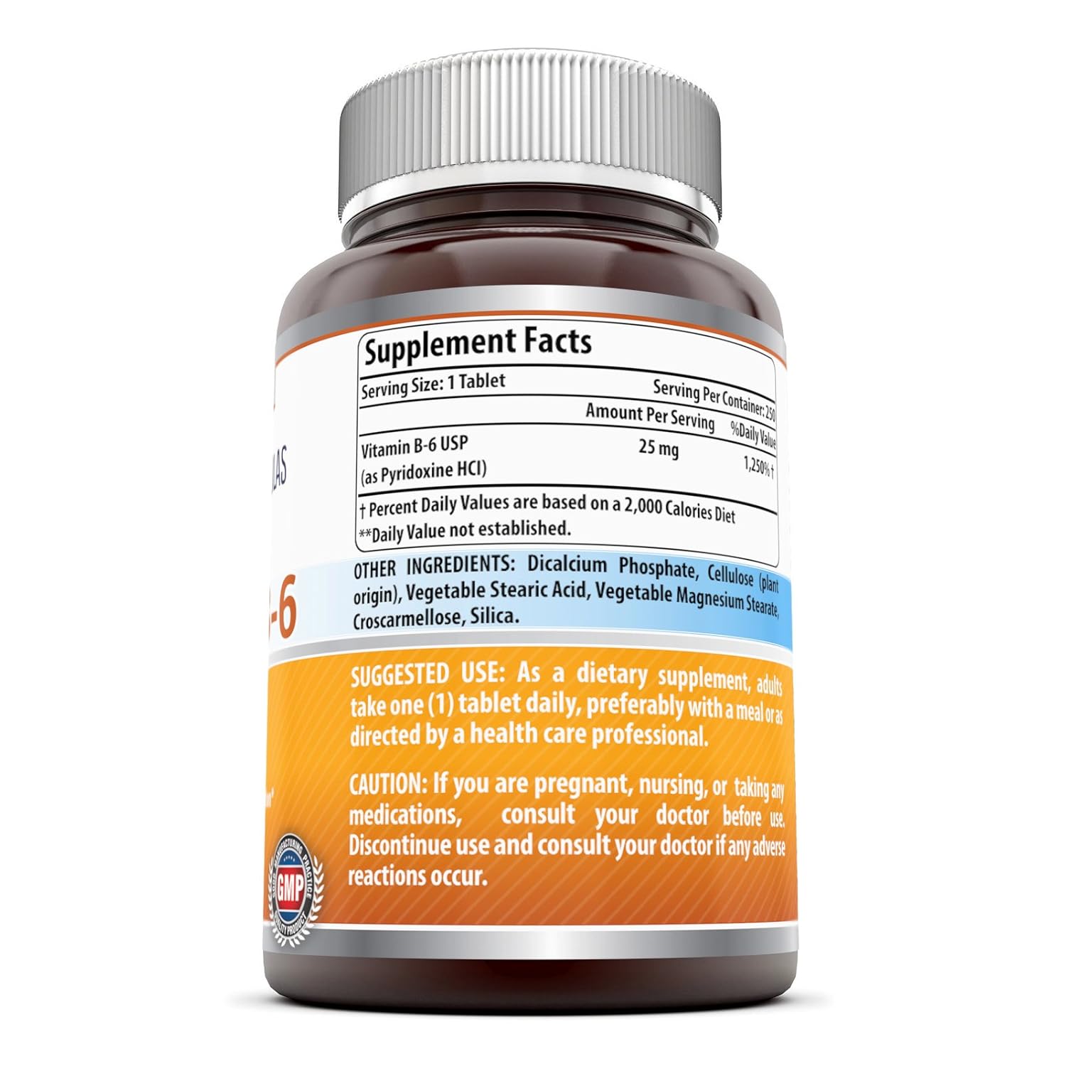 Amazing Nutrition Vitamin B6 Dietary Supplement 25 mg, 250 Tablets