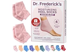 Dr. Frederick's Original Moisturizing Fuzzy Heel Socks - 2 Pairs - Cozy Gel-Lined Sleep Socks for Women & Men - Soothes Dry, Cracked Feet - Heel Repair - Relaxing Rose