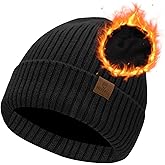 Oversize XL/XXL Merino Wool Beanie Hat for Men - Fleece Lined Large Winter Hat Ski Skull Cap for Big Heads