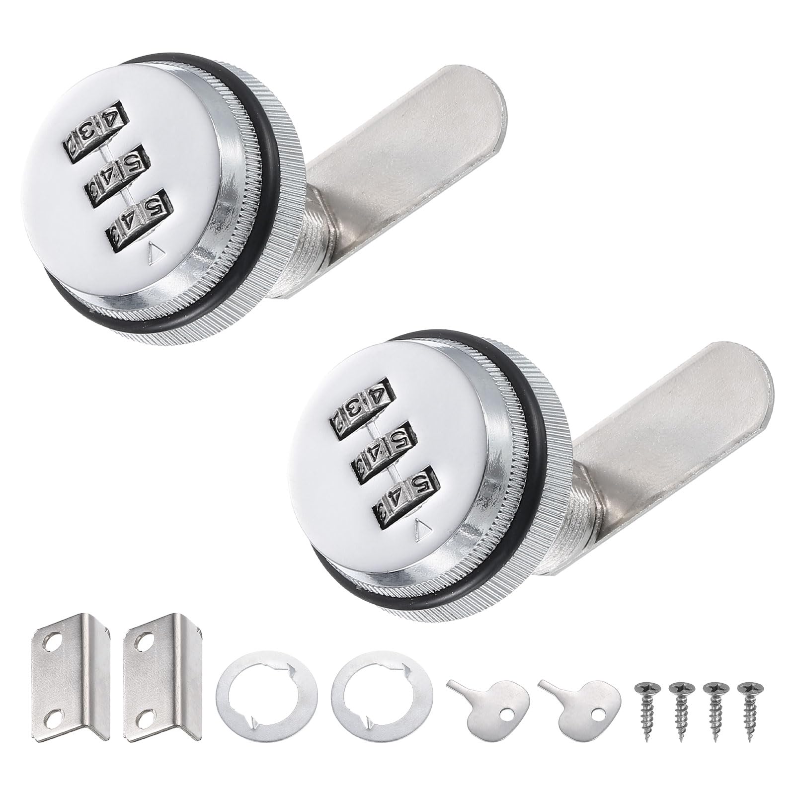 PATIKIL 1" Combination Cam Lock, 2 Pcs File Cabinet Locks with Combination Password Coded Cabinet Locks with Cylinder Chrome for 0.4-0.8" Thick Wood Drawer Mailbox Filing Cabinet, Silver