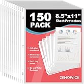 150 Pack Sheet Protectors 8.5 x 11 inch Clear Page Protectors for 3 Ring Binder Non-Glare, Plastic Sleeves for Papers, Docume