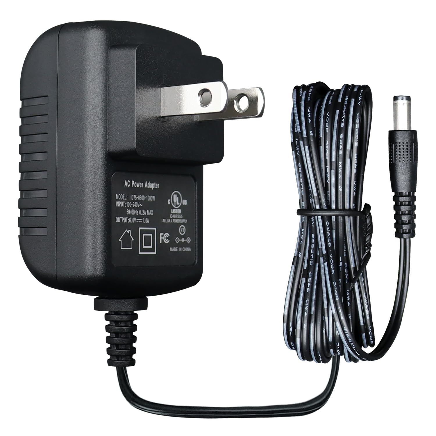 Photo 1 of UL Listed 6V 1A 6ft Long Cord Power Supply Adapter,1000mA 6W 5.5 * 2.1mm Plug AC/DC Switching Adapter for Doorbell Alarm Baby Monitor Trash Can Little Sewing Machine Soap Dispenser and More