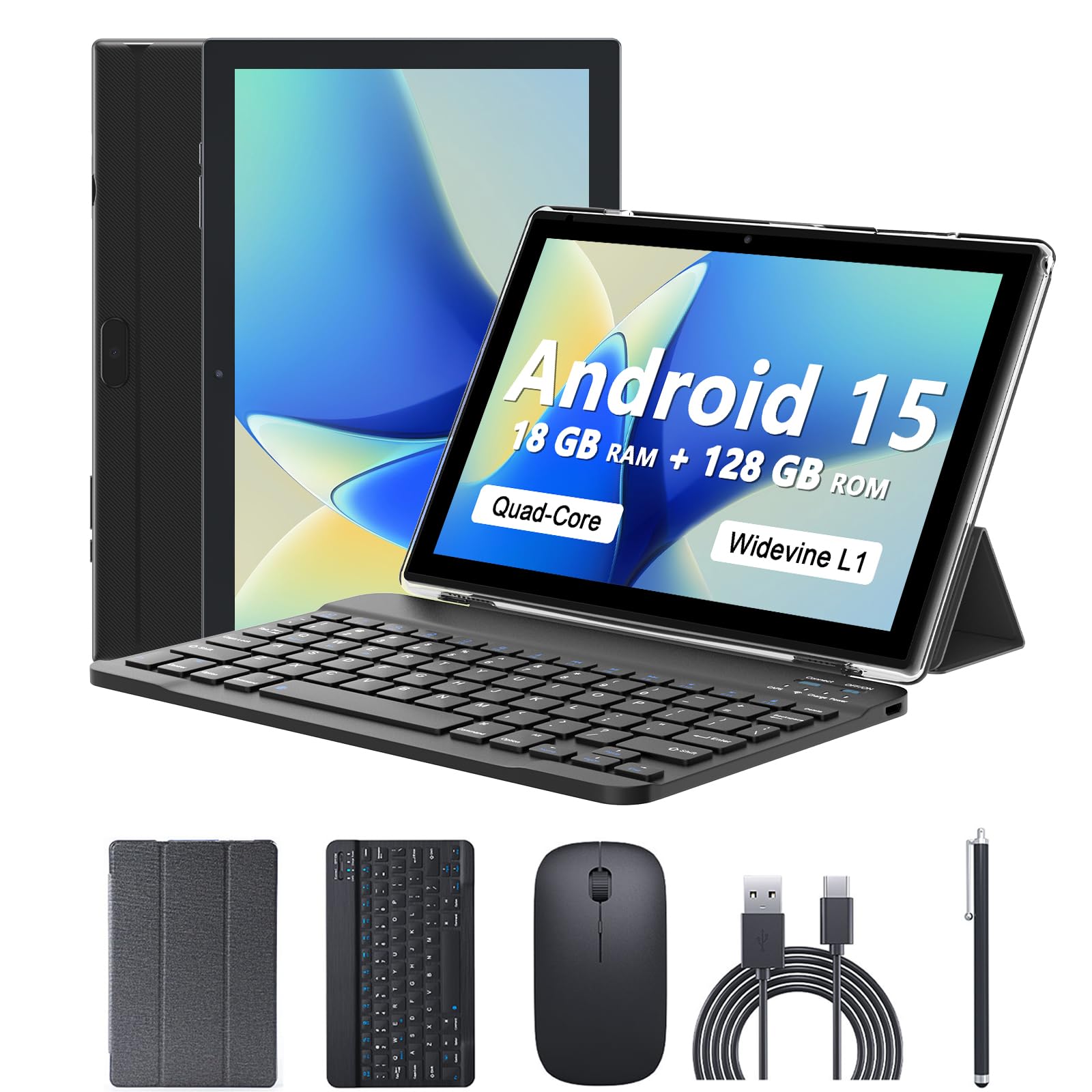 Android 15 Tablet 10 Inch, 18GB RAM+128GB ROM/2TB