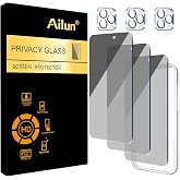 Ailun Privacy Screen Protector+Camera Lens Protector for iPhone 15 Pro Max | 3+3 Pack, 6.7 inch, Tempered Glass, Installation Frame, Dynamic Island Compatible, Anti Spy