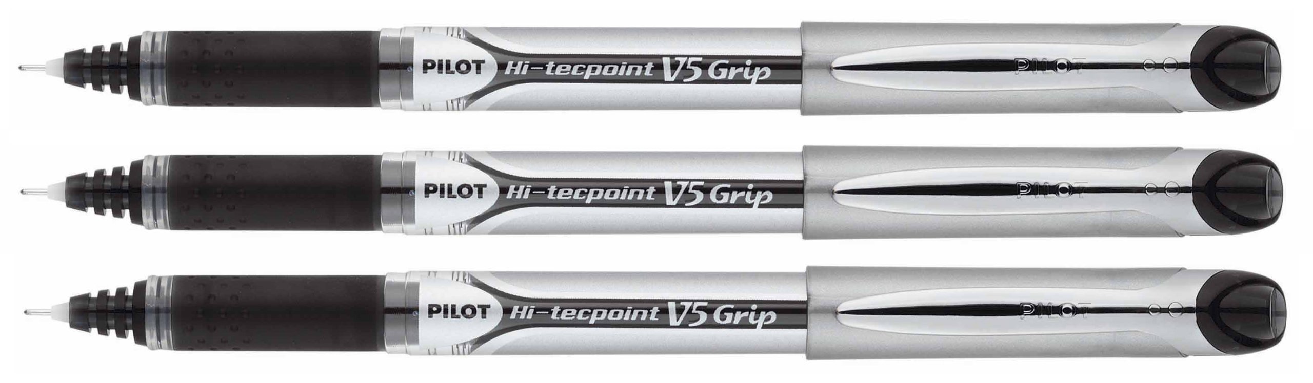Pilot V5 Grip Liquid Ink Rollerball 0.5 mm Tip (Pack of 3) - Black