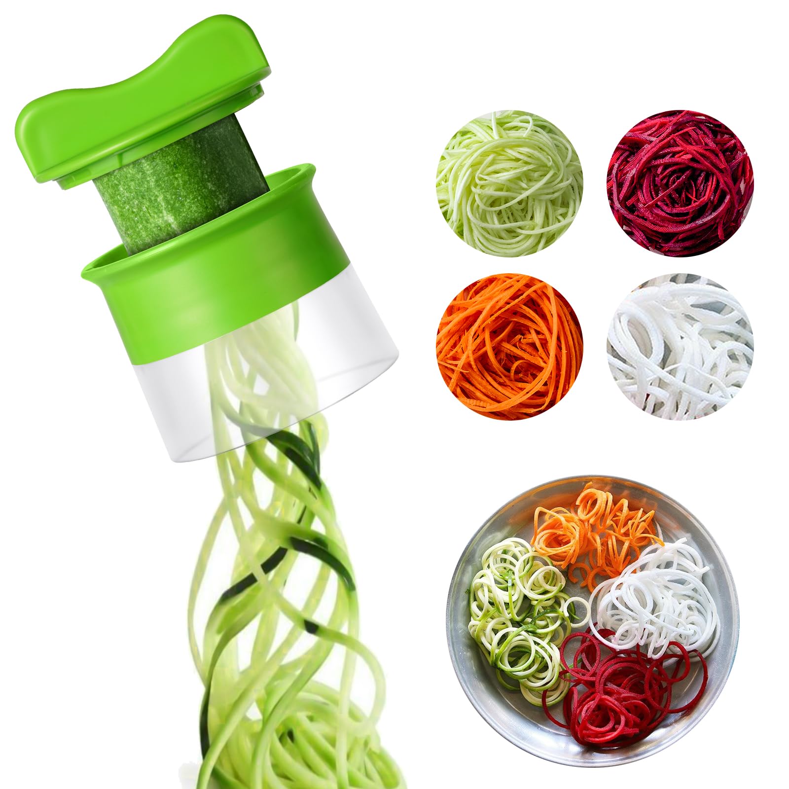 AUAUY Handheld Spiralizer Vegetable Slicer, Spiral Slicer, Veggie Spiral Cutter Pasta Spaghetti Maker for Carrot, Fruit,Cucumber, Potato, Pumpkin, Zucchini,Noodle
