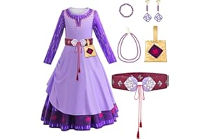 ABONDEVER Princess Dress Costume for Girls Halloween Princess Dress Up Cosplay Outfits with Necklace Earrings Accessories
