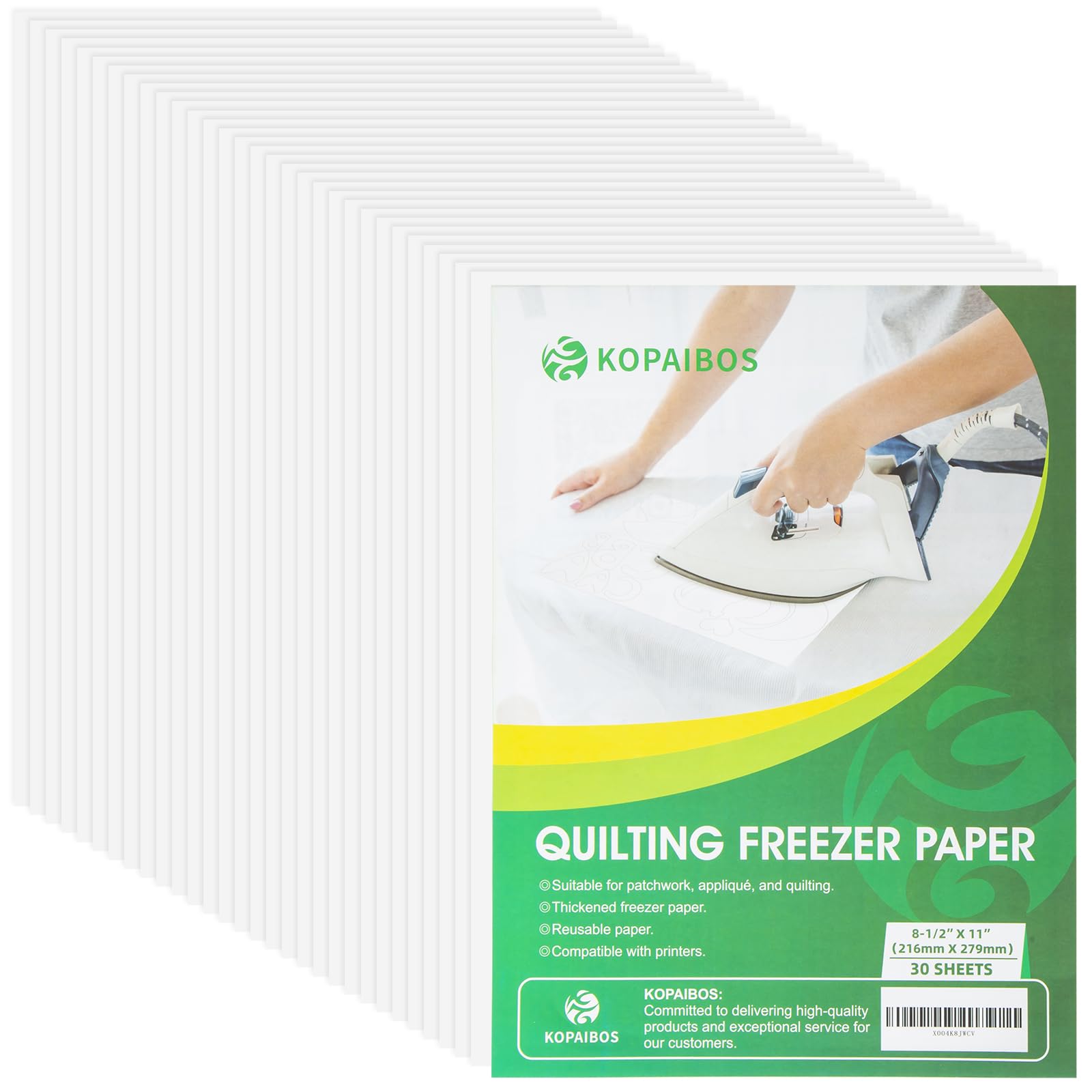 Photo 1 of KOPAIBOS Freezer Paper Sheets for Quilting & Crafts - 8.5x11 Inches, 30 Sheets - Heavy Duty, Laser & Inkjet Printable Wax Paper for Quilters, Applique & Sewing Projects
