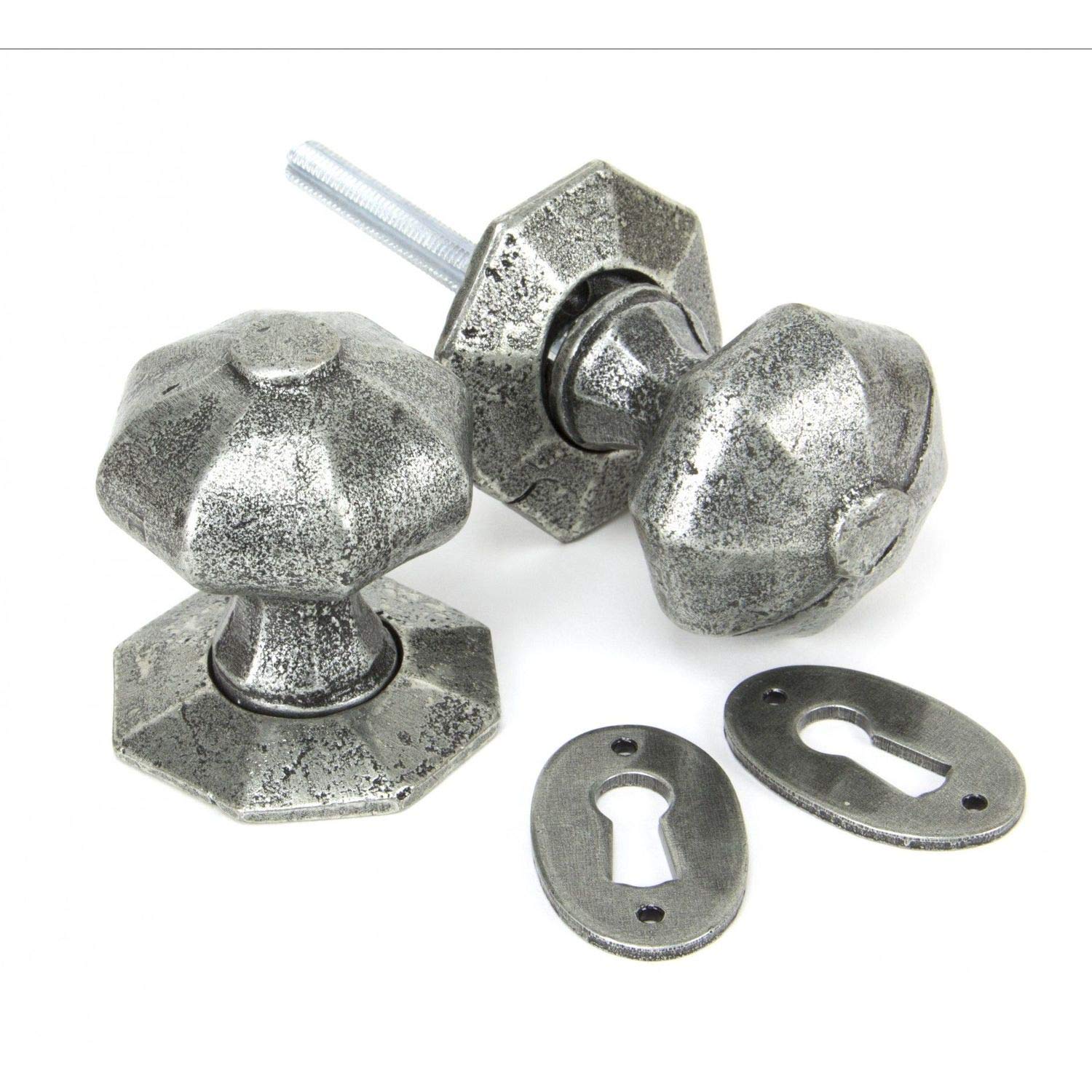 From the Anvil Pewter Octagonal Mortice/Rim Knob Set