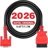 Autel Original OBD2 Main Test Cable, 16 Pin OBDII Diagnostic Test Cable | Work with Scanner MK808 MK808S MK808Z MX808 MX808S MP808 MP808S MP808K DS708 DS808 MS906 MS908, IM508 IM508S, 5.6ft 1.7M