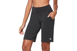 BALEAF Women's Bermuda Long Shorts Athletic High Waisted Shorts 10" Casual Summer Running Quick Dry Knee Length