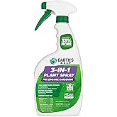 Earth's Ally 3-in-1 Plant Spray for Pests and Disease - Organic Insecticide, Fungicide and Spider Mite Control - OMRI Listed Indoor Outdoor Garden Spray - Safe for Pollinators, Kids and Pets - 32 oz