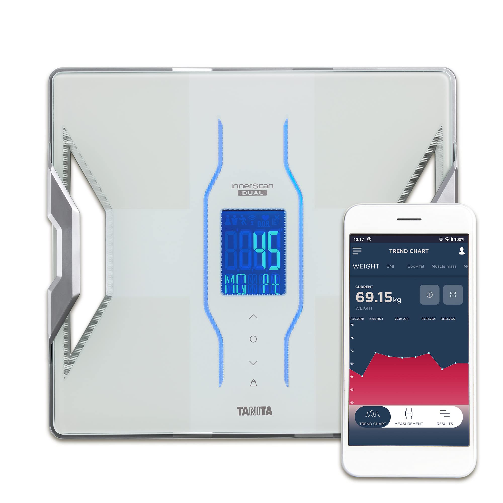 TANITA RD-953 Smart Scales for Body Weight and Fat | Premium Body Composition Scales with Bluetooth App | Dual Frequency, 11 Measurements, Muscle Quality Score | White Digital Bathroom Scales