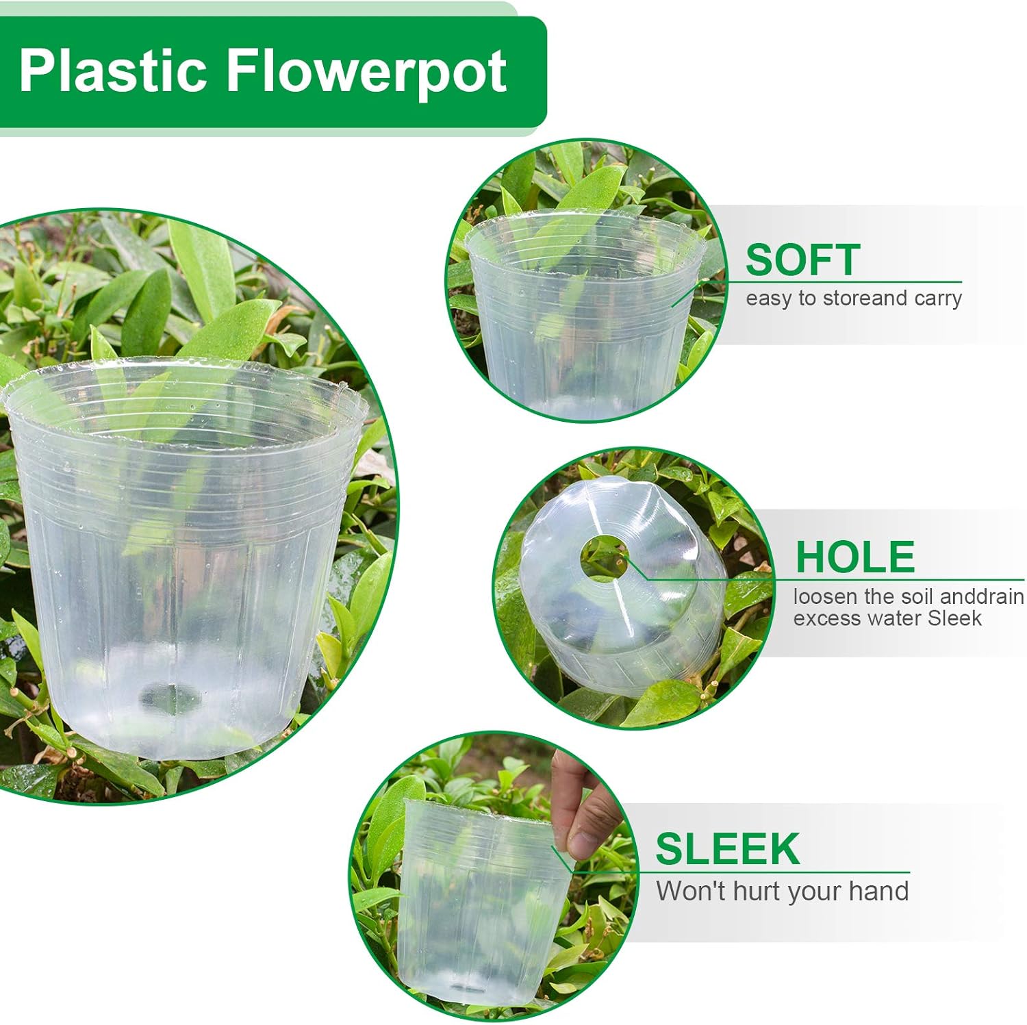 Plant Nursery Pots 6/4/3 Inch 20pcs Labels, Transparent Plastic Planter with Drainage Hole for Indoor Succulent herb Planter ,Seed Starting Pot Flower Plant Container for Seedlings, Cuttings 36 Packs: Kitchen & Dining