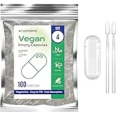 Empty Capsules Size 4 100 count,Clear Empty Vegan Capsules Kosher,Halal and Non GMO Certified for DIY Supplements.Hypoallerge