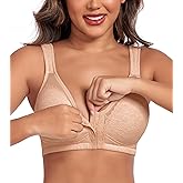 DotVol Women's Plus Size Front Closure Minimizer Bras Comfort Wirefree Non Padded Back Support Posture Bra