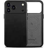 Belemay Vegetable-Tanned Leather Case for iPhone 18 Pro, 6.3" Classic Black | Compatible with MagSafe, Full-Grain Leather, Natural Patina, Smooth &amp; Soft Touch, Camera Control Button, Metal Buttons, Sleek