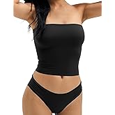 Women Soft Tube Tops Summer Going Out Tops Double Lined Bandeau Basic Tank Top