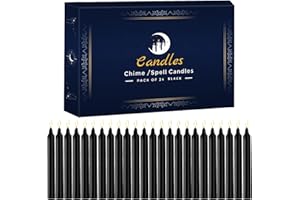 THLEUNEI 24 Pack Black Spell Chime Candles – Premium Mini Unscented Taper Candles for Rituals, Prayer, Meditation, Altar, Spells – 4" Tall – Ideal for Witches & Spiritual Practices
